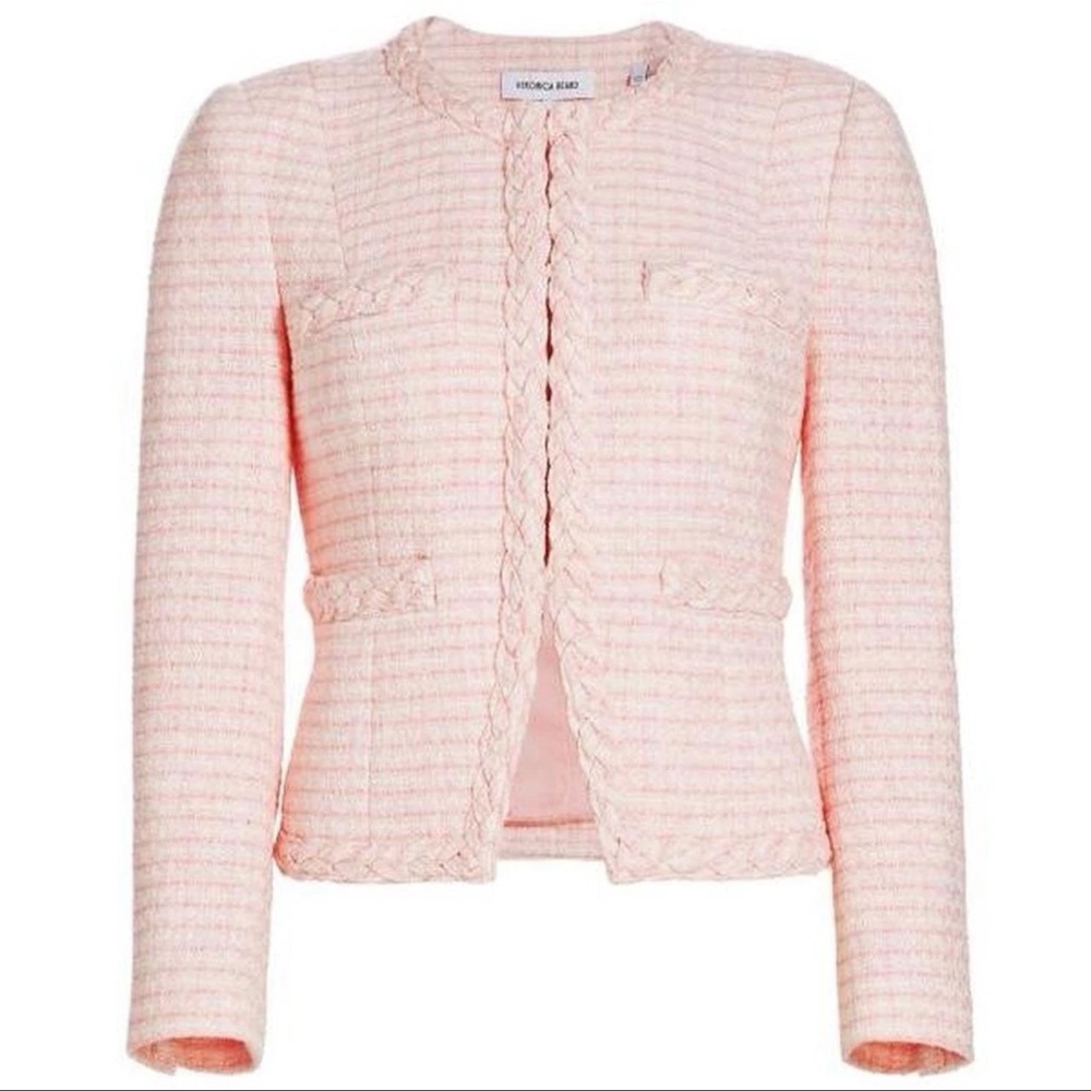 NWT. Veronica Beard Bryne Pink Plaid Tweed Jacket Size 14